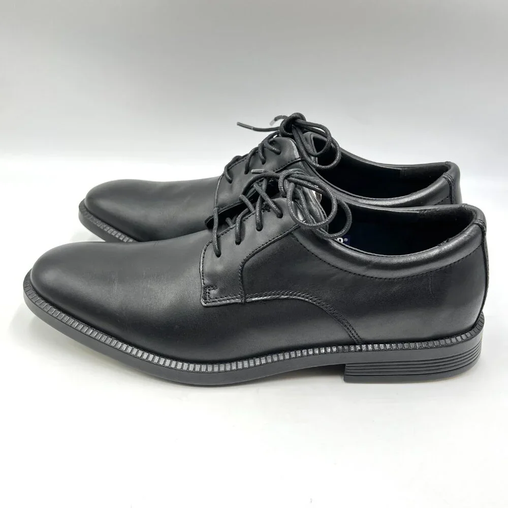 Rockport Mens Size 8‎ Dressports Plain Toe Black Leather Oxfords Shoes